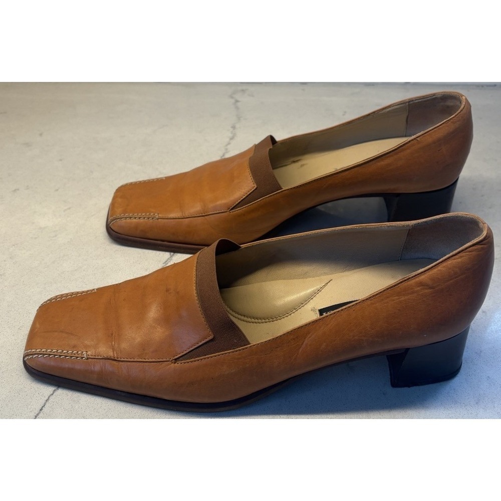 Sesto Meucci Ladies 8.5 Carmel Square Toe Genuine Leather Loafers Made In Italy